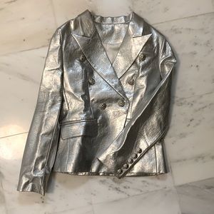 Brand new & tags, silver, PU blazer/jacket, sizes large and medium extra buttons